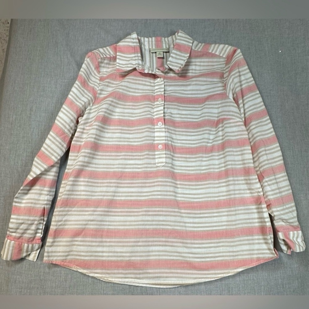 Appleseed's PK of 2 Pink Cream Striped/Floral Vine Patterned Button up Shirts - Picture 13 of 13